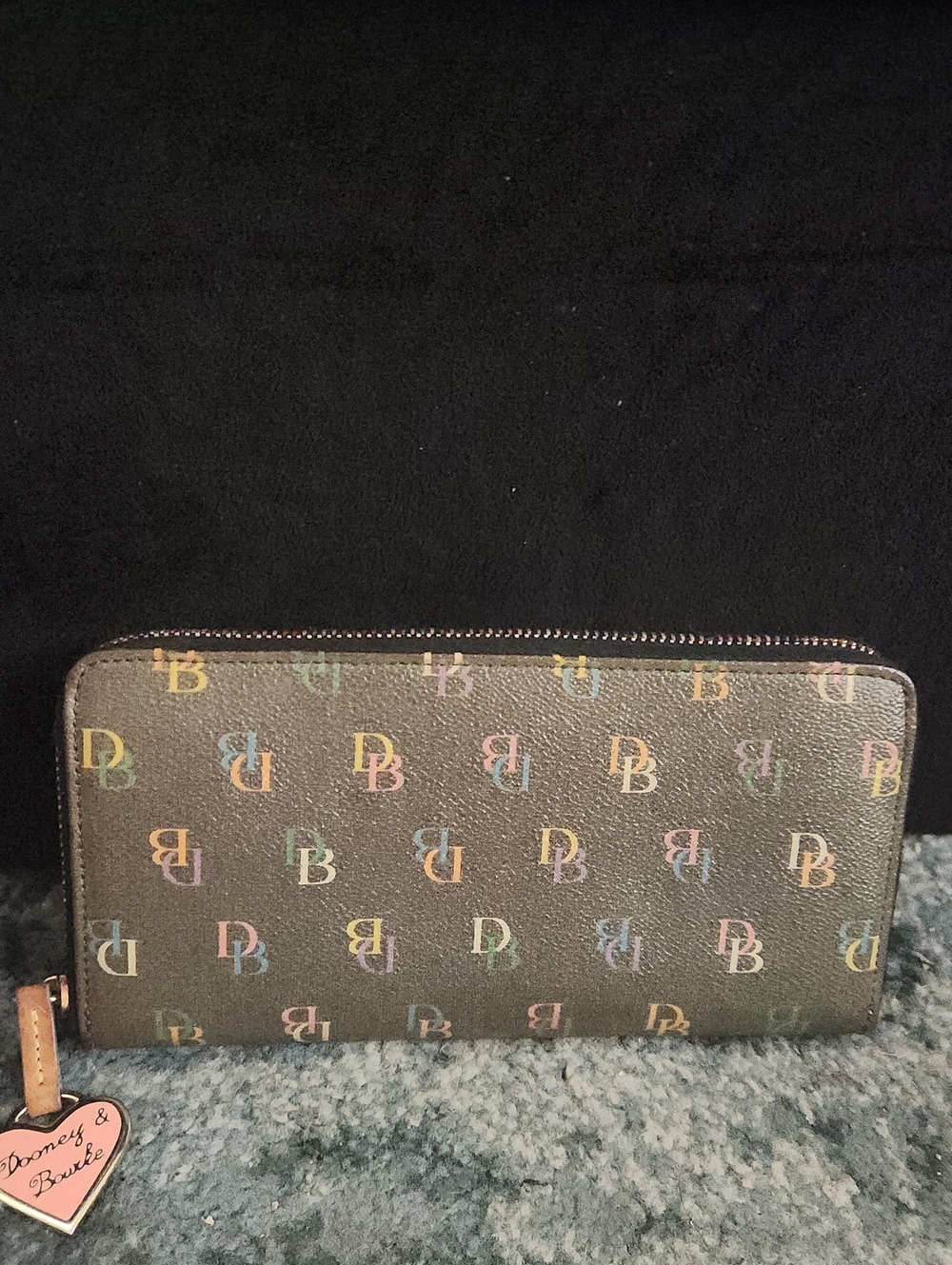 Dooney & BourkeY2K Vintage Black Wallet with Multicolor DB Logo